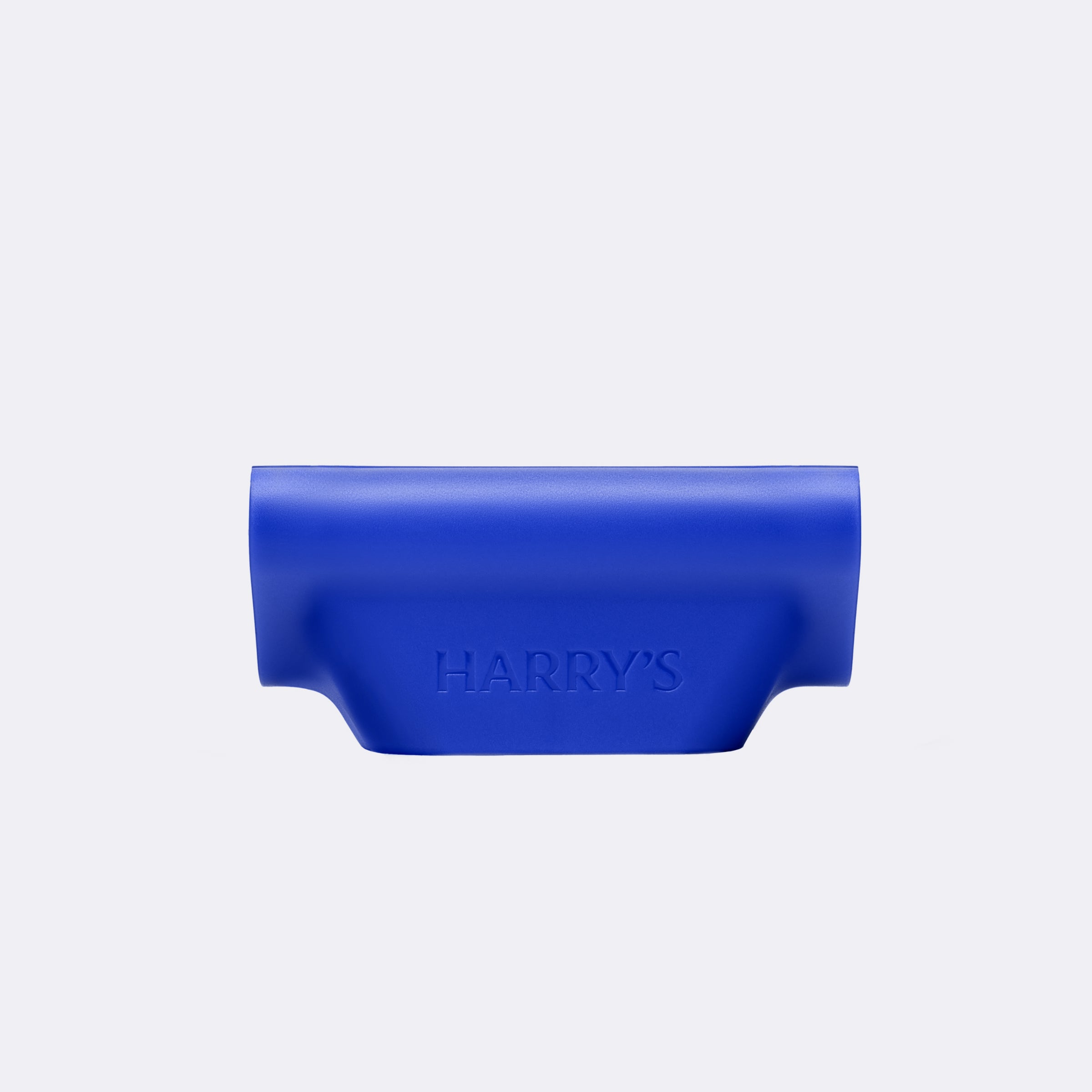Blue travel blade cover with 'HARRY'S' branding on a light gray background