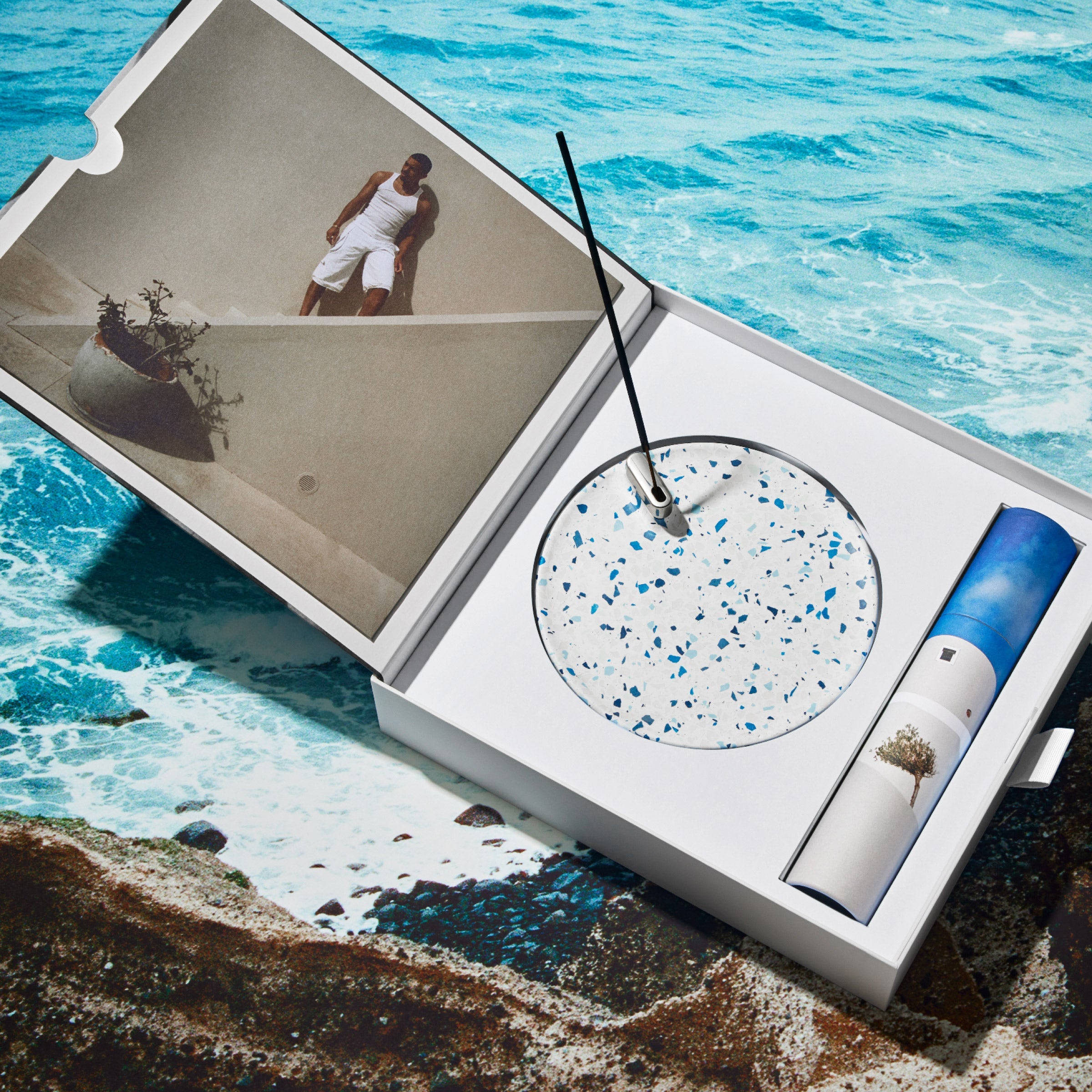 Terrazzo Tray and Incense Sticks - For Weekend Shaves